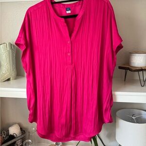 Old Navy pink Button-Up silk Blouse women’s size xl tall new condition